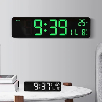 10Inch שעון קיר LED דיגיטלי חכם בהירות בקרת מגע הזמן תאריך מקורה בטמפרטורה של 2 שעונים מעוררים נודניק גדול השעון
