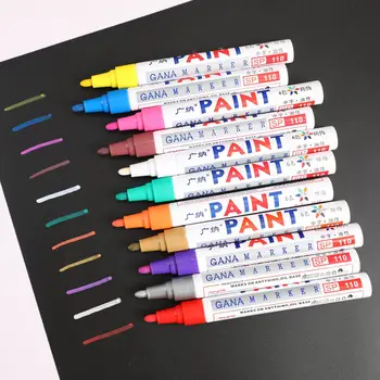 12 מרהיבים בצבע שמן עמיד למים צבע על בסיס סמנים עבור DIY עיצוב אלבום תמונות אלבום המכונית גרפיטי ציור נייר מכתבים עיצוב עטים