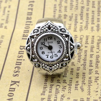 1PCS הגברת האצבע טבעת השעון בצבע כסף טבעת השעון לגברים נשים ייחודי בעיצוב וינטאג', רטרו טבעת השעון