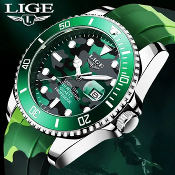2023 LIGE החדש סיליקון Mens שעונים נירוסטה עמיד למים קוורץ שעונים לגברים ספורט הכרונוגרף צלילה Relogio Masculino+קופסא
