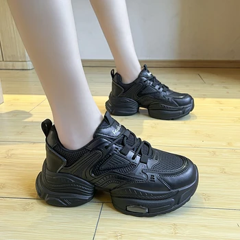 2023 החדש הנשים פלטפורמת נעלי שרוכים שטוחים פלטפורמה עבה תחתונה נשים נעליים מזדמנים רטרו נשית אבא נעליים Zapatillas Mujer