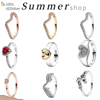 2023 כסף סטרלינג פנדורה המקורי S925 מכסף תכשיטים, טבעת DIY תכשיטים של נשים מתנה ליום האהבה עבור החברה