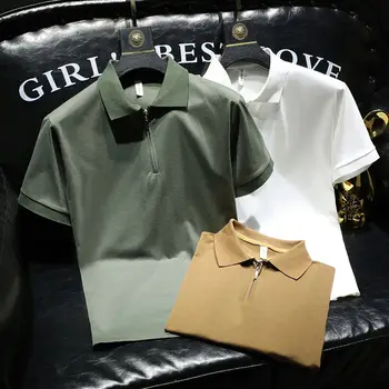 2023 מוצק צבע ורבותי חולצת פולו גברים האביב שרוול קצר לגברים חולצת פולו סלים עסקיים מזדמנים ללבוש רשמי פולו Homme Y52