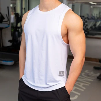 2023 קיץ גברים ריצת אפוד פיתוח גוף כושר גופיות ספורט אימון גופיה זכר חולצות ללא שרוולים מזדמן Tees אדם