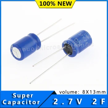 2Pcs סופר חדש capacito 2.7 V 2F 8X13mm supercapacitorsCylindrical תאים חילוף קבל ，עובד voltage2.7V,קיבולת 2F