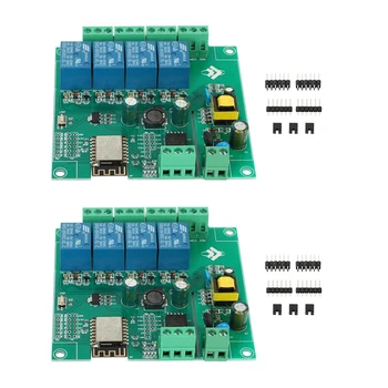 2X ESP8266 אלחוטית WIFI 4 ערוץ ממסר מודול ESP-12ו Wifi פיתוח לוח Arduino AC/DC 5V/8-80V אספקת חשמל