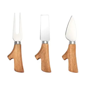 3 חתיכות גבינה בסכין ערכת ידית עץ לקינוח סלט גבינת לשימוש ביתי