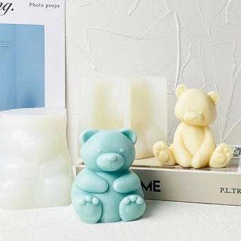 3D דוב גדול עובש יושב דוב עובש סיליקון סבון בעבודת יד עובש DIY פונדנט עובש סוכריות עוגה לקשט כלי
