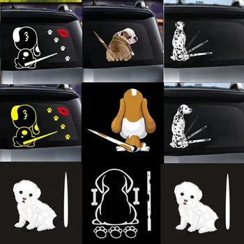 3D מכונית מדבקות כלב חמוד קריקטורה מצחיק הזזת הזנב מדבקות לרכב סטיילינג מגב החלון מדבקות השמשה האחורית מדבקת עיצוב