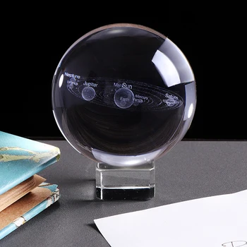 3D מערכת השמש כדור בדולח כוכבים זכוכית כדור לייזר חרוט העולם מיניאטורי דגם עיצוב הבית מתנה קישוט 60 מ 