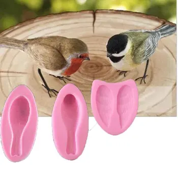 3D תלת ממדי יער ציפור נוצה מרקם ברור כנפי ציפור סוכר היפוך עוגת עובש L017