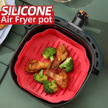 Airfryer סיליקון סל מרובע מגש סיליקון עבור Airfryers קל לנקות את המנה אניה פיצה גריל פן מזרן אוויר פרייר אביזרים