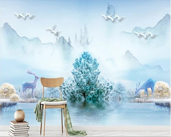beibehang נורדי יער האיילים נוף מופשט עצים אישית ציור דקורטיבי המסמכים דה parede טפט רקע הטלוויזיה