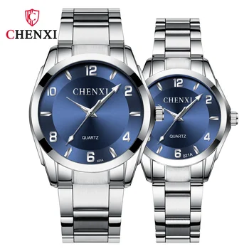 Chenxi 021 מותג אופנה כמה פלדת להקה של גברים ונשים קוורץ שעונים Relogios Feminino Mens שעון