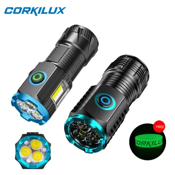 CORKILUX נטענת USB כיס מיני Led פנס עם סוללה 18350 גבוה כוח חיצוני קמפינג EDC פנס אור הלפיד