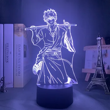 Gintama Gintoki סאקטא Led לילה אור שינה עיצוב צבעוני מנורת הלילה אנימה מתנה Gintama 3d המנורה Gintoki סאקטא