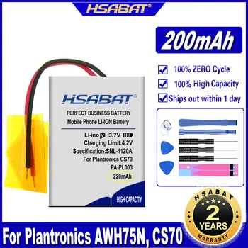 HSABAT PA-PL003 220mAh הסוללה במשך כמה plantronics AWH75N, CS70, CS70N, CS70-N, סאבי 730, וויאג ' ר פרו, W730, WH210 סוללות