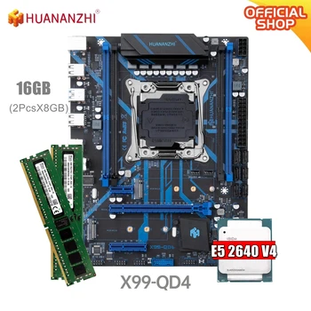 HUANANZHI LGA 2011-3 QD4 לוח אם עם קומבו קיט סט XEON E5 2640 V4 16GB (2*8G) DDR4 RECC זיכרון NVME NGFF SATA-USB 3.0