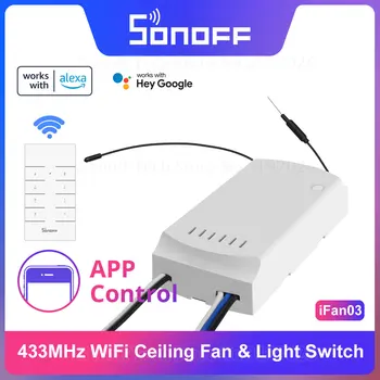 Itead Sonoff iFan03 433 מגה-הרץ RF 110V/220V מאוורר תקרה & אור מרחוק WiFi מתג חכם זירת שליטה קולית באמצעות Google הביתה אלקסה