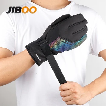 JIBOO עמיד למים רכיבה כפפות חמים קשמיר אצבע מלאה אופניים מוטו כפפות סתיו חורף Windproof רכיבה על אופניים אופנוע אביזרים