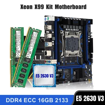 Kllisre לוח האם X99 קומבו קיט סט LGA 2011-3 Xeon E5 2630 V3 CPU 16GB DDR4 (2PCS 8G) 2133MHz זיכרון ECC