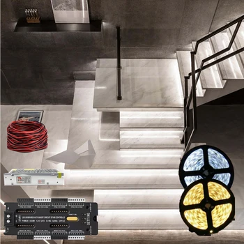 LED חיישן תנועה קלח אור הרצועה מדרגות 32 ערוץ חכם בקר led לילה מדרגות האור מתעמעם מדרגות צעד מדרגות אורות