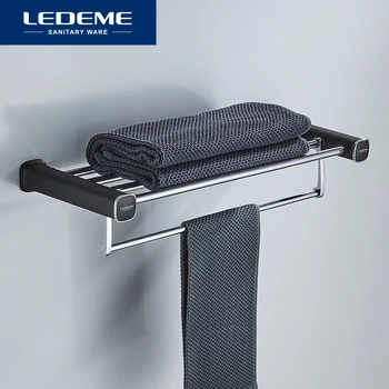 LEDEME אביזרי אמבטיה מתלה מגבות הוק בעל רקמה רוד אחסון קולב מגבת מדף L30224B