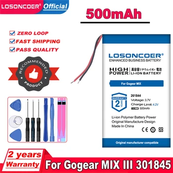 LOSONCOER 500mAh 261844 סוללה עבור MP3 Bluetooth עבור Gogear MIX III 301845 סוללות