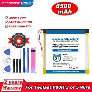 LOSONCOER 6500mAh סוללת ליתיום-פולימר על Teclast P80H Tablet PC 3 חוטים ו-5 חוטים לחבר