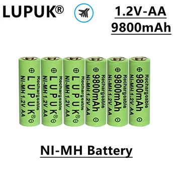 LUPUK-AA Eechargeable סוללת NI MH סוג, 1.2 V, 9800 mAh, עמיד, מתאים צעצועים, מחשבים, שלט רחוק, וכו'