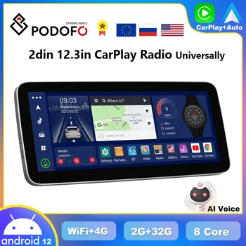 Podofo 4G אנדרואיד 12 CarPlay רדיו 12.3