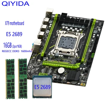 Qiyida לוח אם X79 להגדיר Xeon E5 2689 2pcs x 8GB=16GB 1600MHz 12800R DDR3 ECC REG מעבד זיכרון עם קומבו