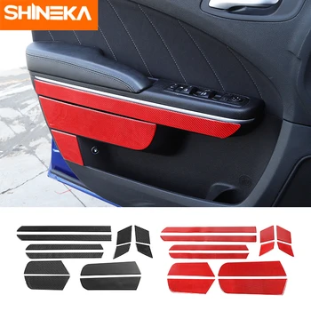 SHINEKA סיבי פחמן מדבקה Dodge Charger המכונית דלת פנימית פנל קישוט כיסוי מדבקה אביזרים Dodge Charger 2015+