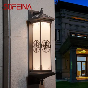 SOFEINA חיצונית סולארית מנורת קיר יצירתיות סיני קפה מנורות קיר אור LED אטימות IP65 הביתה וילה מרפסת חצר