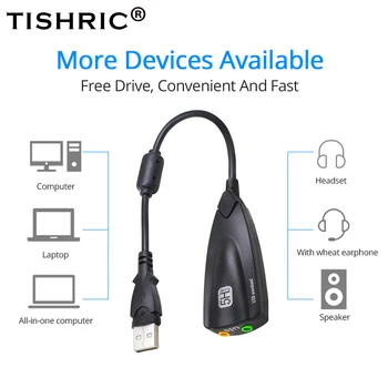 THSRIC כרטיס קול USB 7.1 מיקרופון אוזניות מתאם 5HV2 USB ל-3D רמקול חיצוני כרטיס קול usb על מחשב נייד מחשב