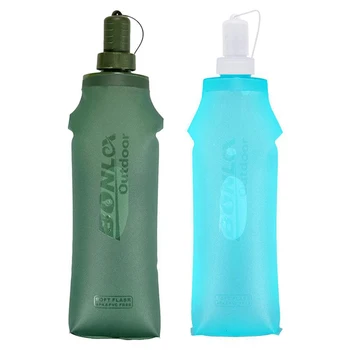 TPU חיצונית מתקפלת, בקבוק מים נייד ספורט שקית מים זורמים קמפינג טיולי הליכה לטיפוס הרים, רכיבה על אופניים 250ml או 500 מ 