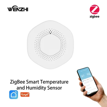 ZigBee הביתה טמפרטורה ולחות חיישן גלאי Tuya חכם החיים מקורה לחות אלקטרונית מדחום מופעל באמצעות סוללה