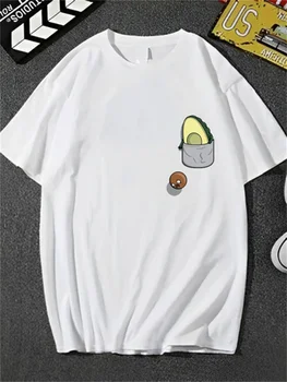 אבוקדו קריקטורה מודפסת חולצה לנשים Harajuku שרוול קצר חולצת טריקו מזדמנים יומי בגדי נשים בסגנון קוריאני חולצות Tees