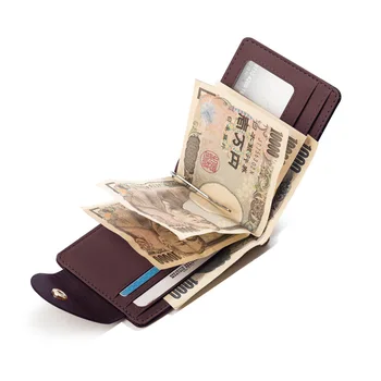 אבזם כסף כיס מיני הארנק מחזיקי כרטיס עיצוב פשוט ארנק דמוי עור Carteira Masculina יום הולדת גברים מתנות