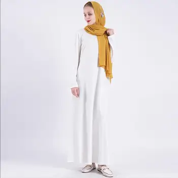 אופנה בתוך בסיסי הבגדים המוסלמים המוסלמים בסיס לחלוק אישה באורך מלא ומבריק חלב לגזרים המוסלמים כפיות נקבה האסלאמית גלימות F1752