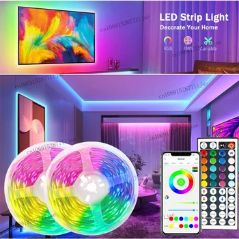 אורות LED лента קישוט אורות ניאון RGB הקלטת SMD5050 הוביל רצועה אורות מרחוק Bluetooth קרח אורות Luces Led פארא Habitacion