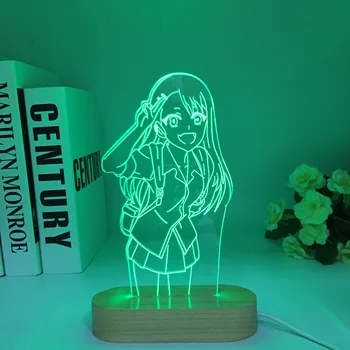 אנימה Nagatoro אור LED עבור עיצוב חדר שינוי צבע מתנה בלילה אור מנגה אל תשחק איתי גברת Nagatoro עץ 3D המנורה