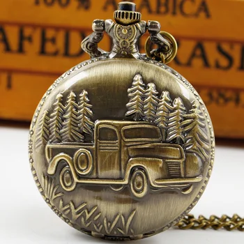 ברונזה עתיקים רכב קטן קוורץ שעון כיס נשים שרשרת שרשרת Rtero fob שעונים מתנות