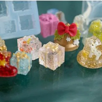 ברור סיליקון חג המולד DIY קופסת מתנה עובש עבור שרף אפוקסי ליצירת תכשיטים מלאכה כלים שרף תבניות תכשיטים