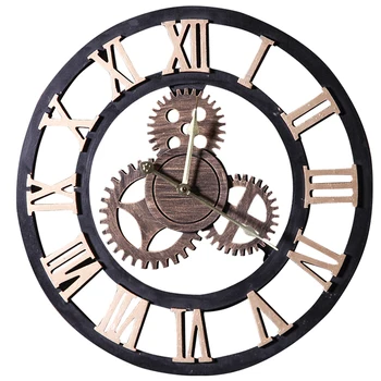 גדול שעון קיר וינטג ' עץ 3D תעשייתית הרוח תלוי שולחנות יצירתי קיר שעון דקורטיבי ציוד שעונים Muur Klok עיצוב SC395