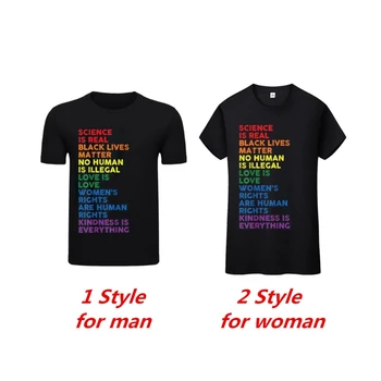 המדע הוא שחור אמיתי חייהם משנה על החולצה אהבה היא אהבה שוויון כותנה חולצה 69HD