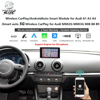 המראה אלחוטית Apple CarPlay AndroidAuto השיפוץ, על אאודי A1 A3 A4 kSmart אוטומטי MMI2G MMI3G MIB B8 B9