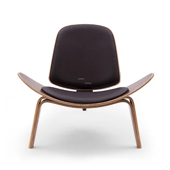 הנס ואגנר סגנון שלוש רגליים מעטפת כיסא אפר עץ לבוד בד ריפוד הסלון. הכיסא ריהוט מודרני, טרקלין מעטפת כיסא
