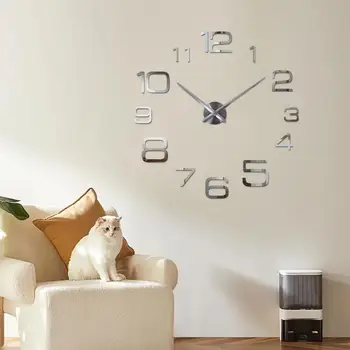 השתקת השעון קל לקריאה אמנות שעון התקנה קלה מצחיק DIY Frameless השעון עיצוב הבית