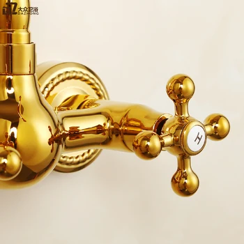 זהב כל-נחושת ברזים לאמבטיה בסגנון אירופאי מקלחת ברז אמבטיה פשוטה מקלחת ברז קרים וחמים